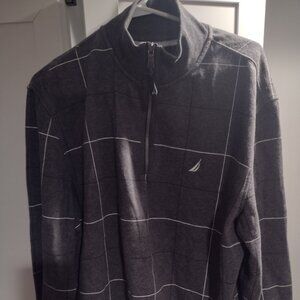 Nautica Mens large gray quarter zip long sleeve shirt